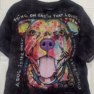 3D Tee Colorful Dog Graphic Tee Black Multicolor Dean Russo Pitbull T-shirt 2014